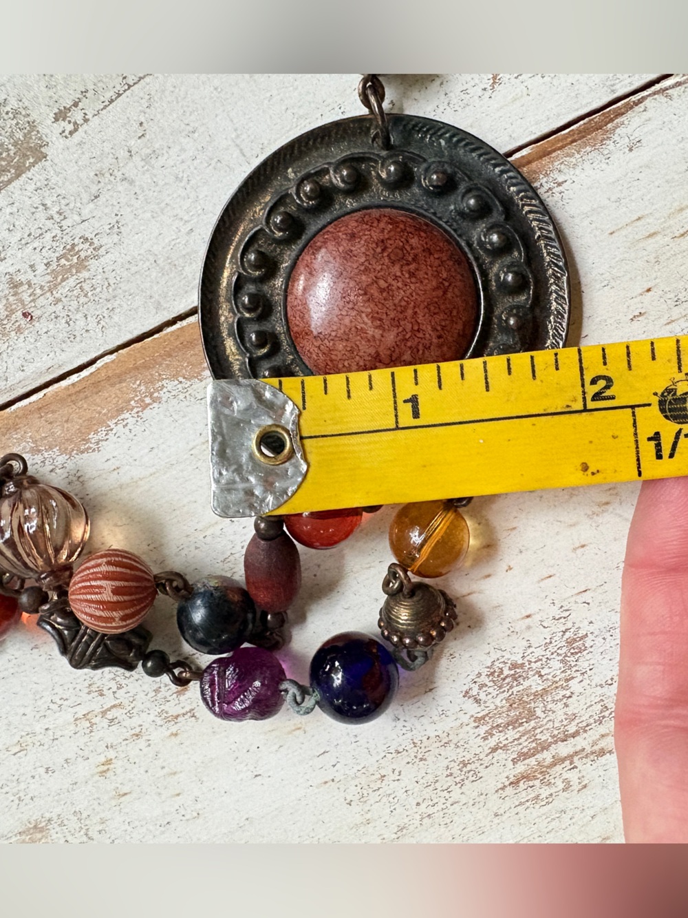 Vintage 90s The Limited medallion adjustable beaded chain belt  bronze boho EUC - Picture 13 of 15